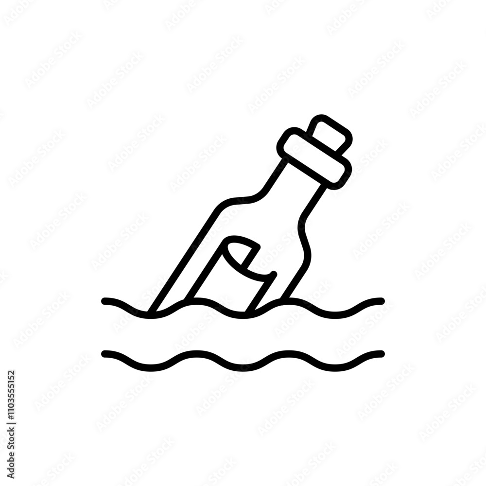 Message in a bottle outline icons, minimalist vector illustration ,simple transparent graphic element .Isolated on white background Message in a bottle outline icons, minimalist vector illustration ,simple transparent graphic element .Isolated on white background