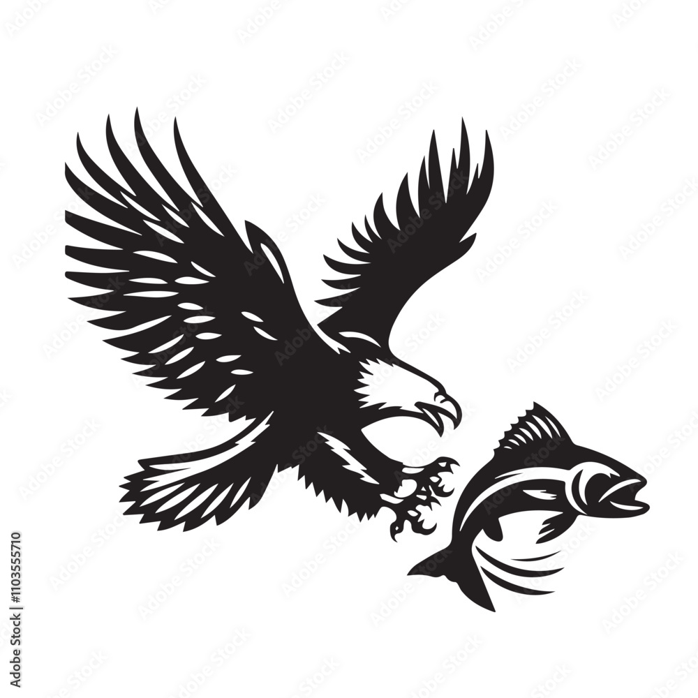 Obraz premium Eagle silhouette vector. Eagle logo, icon vector design. Bird silhouette. 
