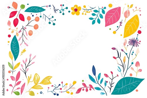 Colorful floral border on a soft cream background, showcasing the beauty and vibrancy of spring flowers.