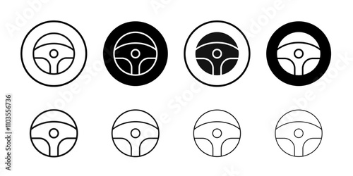 Car Steering Wheel icon logo sign set vector outline