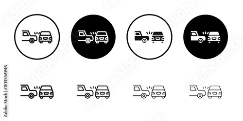 car side crash icon logo sign set vector outline