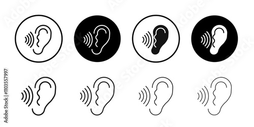 ear hearing icon logo sign set vector outline