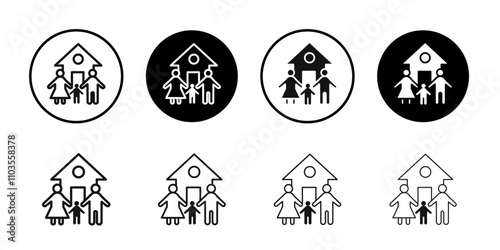 family safe at home icon logo sign set vector outline