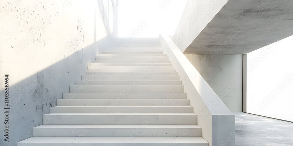 A minimalist staircase in a bright, modern architectural space. A minimalist staircase in a bright, modern architectural space.