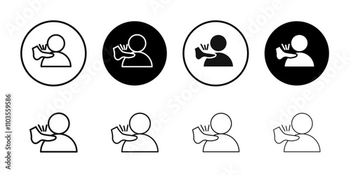 Kickboxer logo sign set vector outline