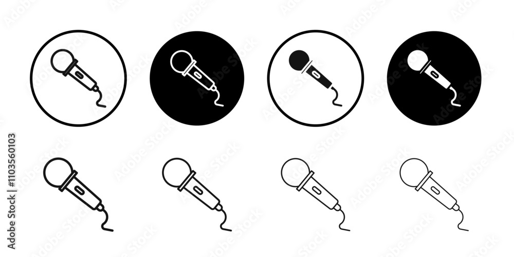 Microphone icon logo sign set vector outline Microphone icon logo sign set vector outline