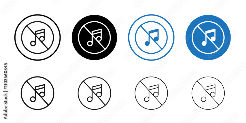 No Music Sign icon logo sign set vector outline No Music Sign icon logo sign set vector outline