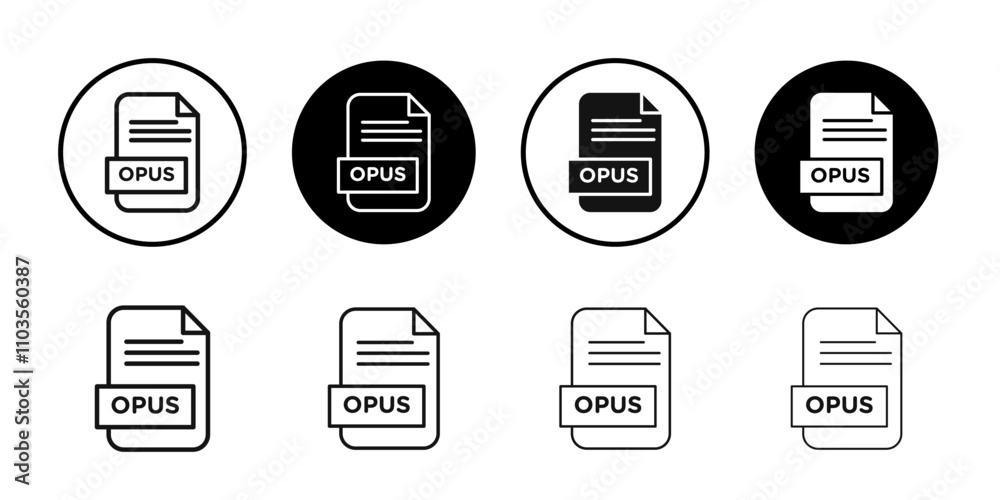 OPUS File Document icon logo sign set vector outline OPUS File Document icon logo sign set vector outline