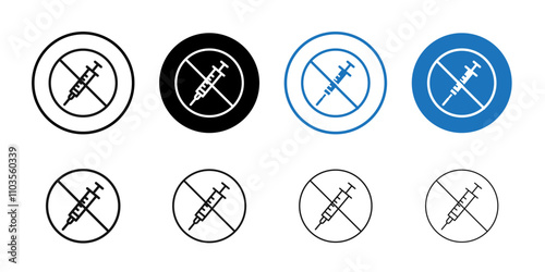 No vaccine icon logo sign set vector outline