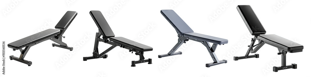 Adjustable incline bench isolated on transparent background, Set of Adjustable incline bench isolated on transparent background, Set of