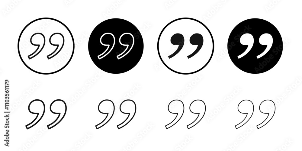 Quote icon logo sign set vector outline Quote icon logo sign set vector outline