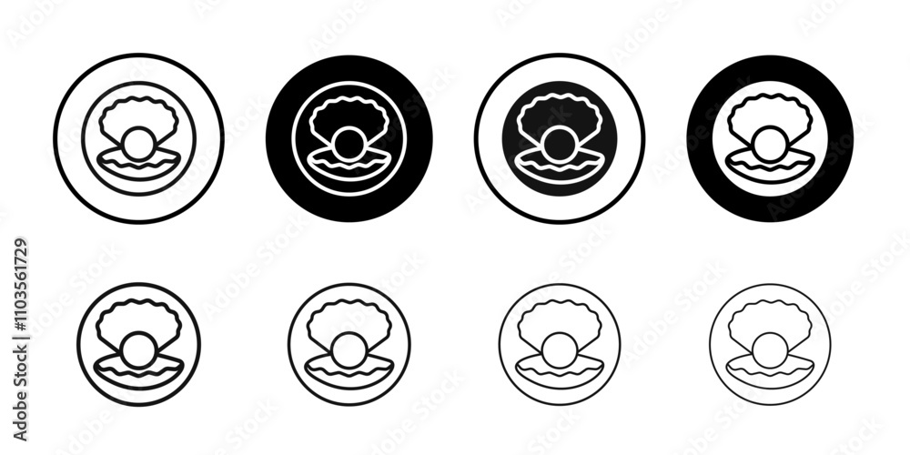 Sea shell with pearl icon logo sign set vector outline Sea shell with pearl icon logo sign set vector outline