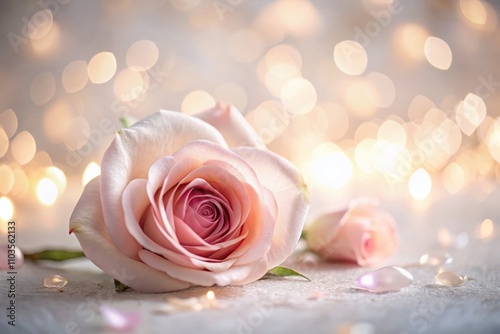 Elegant Pink Rose Petals Isolated on a White Background Captured in Low Light Photography, Perfect for Floral Themes, Weddings, and Romantic Settings