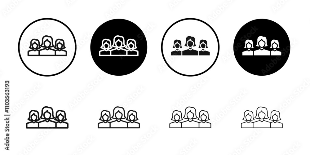 Obraz premium women team icon logo sign set vector outline
