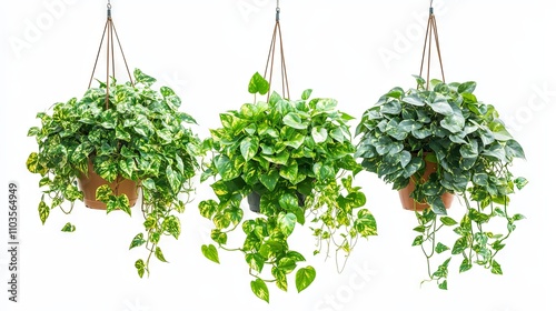 Hanging Plants in Pots - Vibrant Green Foliage photo