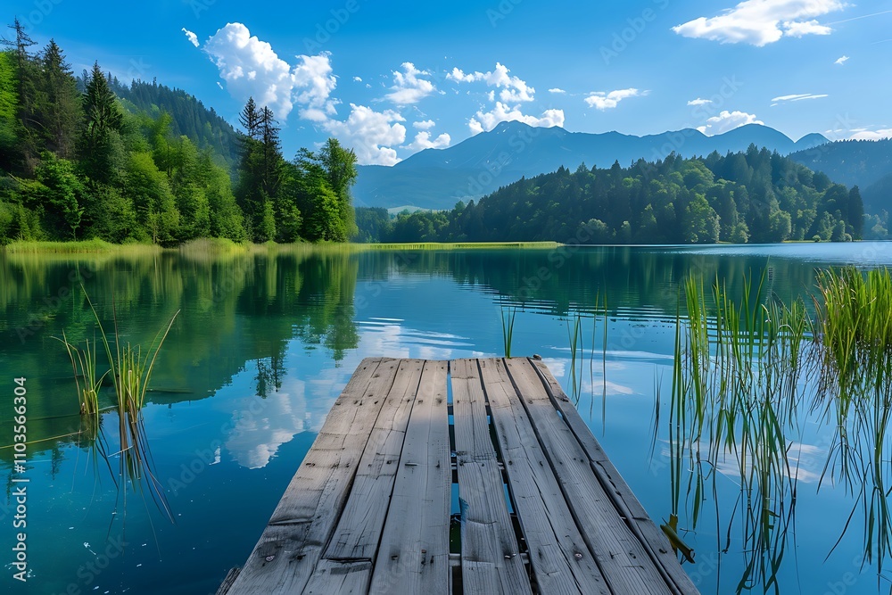 Obraz premium wooden bridge over lake