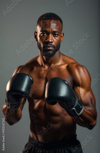 Wallpaper Mural Portrait of African American boxer on a gray background Torontodigital.ca
