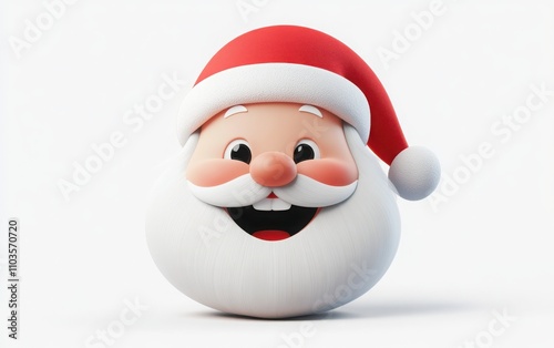 A 3D-rendered cartoon Santa Claus face with a black hole for the mouth, set against a white background. 