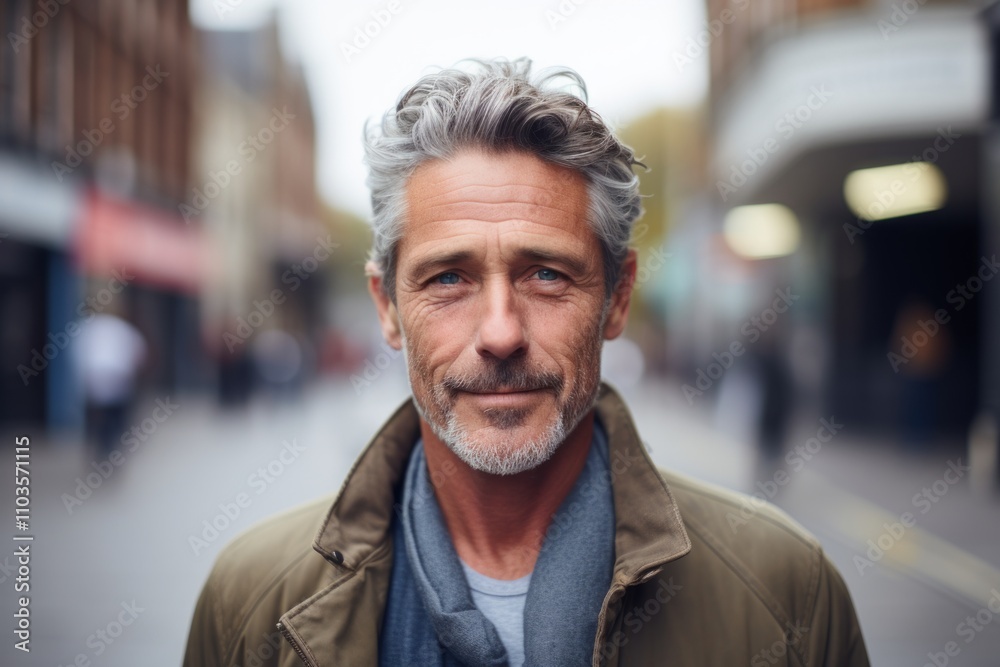 Portrait of handsome mature man with grey hair in the city. Portrait of handsome mature man with grey hair in the city.