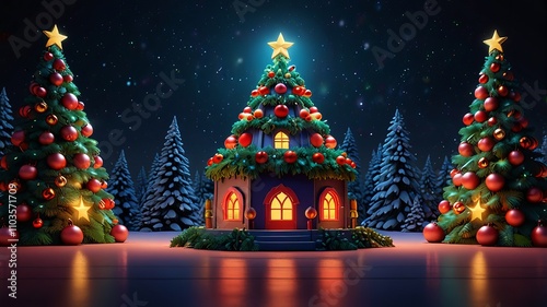 Wallpaper Mural Festive 3D Background Template for Merry Christmas and Happy New Year Greetings Torontodigital.ca