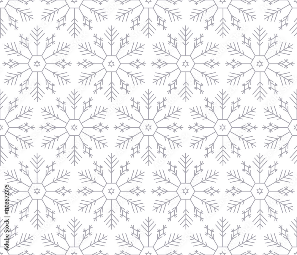 Merry Christmas snowflake seamless pattern. Christmas geometric pattern for fabric textile, package, gift box. Endless hexagonal texture Merry Christmas snowflake seamless pattern. Christmas geometric pattern for fabric textile, package, gift box. Endless hexagonal texture