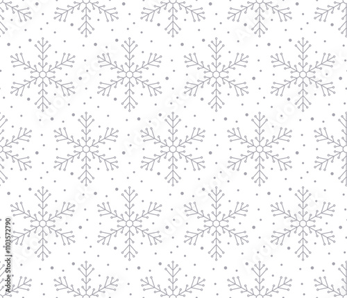 Merry Christmas snowflake seamless pattern. Christmas geometric pattern for fabric textile, package, gift box. Endless hexagonal texture.