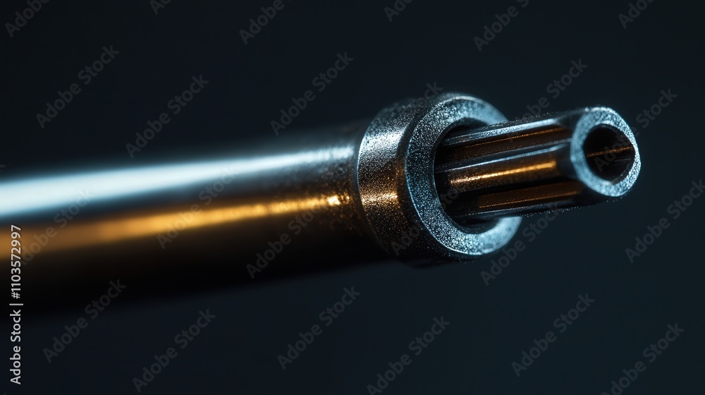 A detailed shot of a screwdriver handle and shaft. T A detailed shot of a screwdriver handle and shaft. T