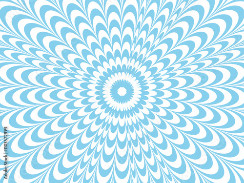 Optical illusion psychedelic circle line pattern. Sun ray pattern. Vector illustration