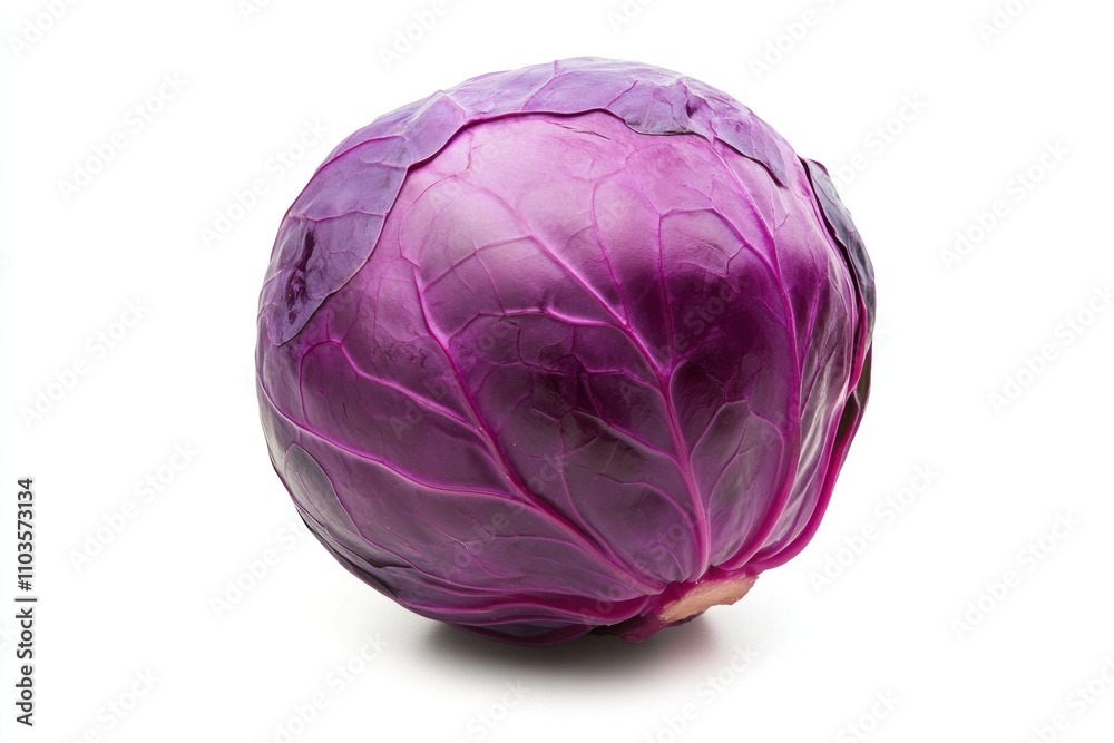 Single Purple Cabbage Isolated on White Background Single Purple Cabbage Isolated on White Background