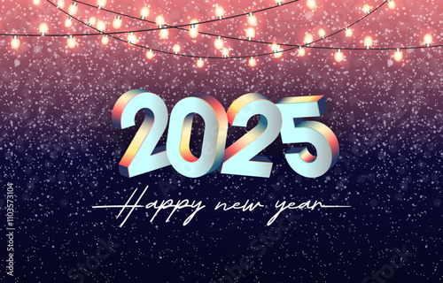 2025 happy new year template banner with modern 3d text effect and beautiful sparkle luxury shiny ornament abstract gradient purple background design 52