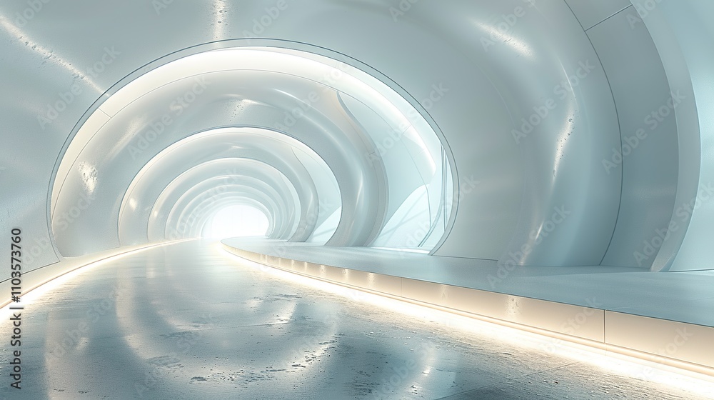 Obraz premium Futuristic Tunnel of Light: Abstract 3D Room Interior Design