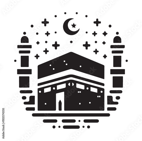 Kaaba logo silhouette vector illustration