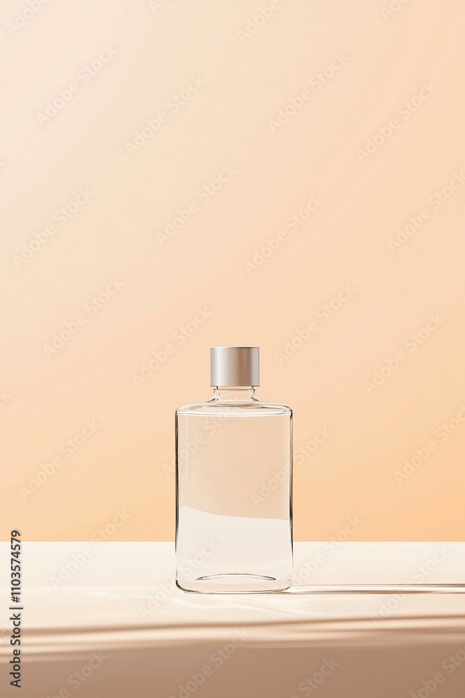 Showcase Transparent Bottle Mockup on Minimalist Table with Soft Lighting for Modern Product Display Showcase Transparent Bottle Mockup on Minimalist Table with Soft Lighting for Modern Product Display