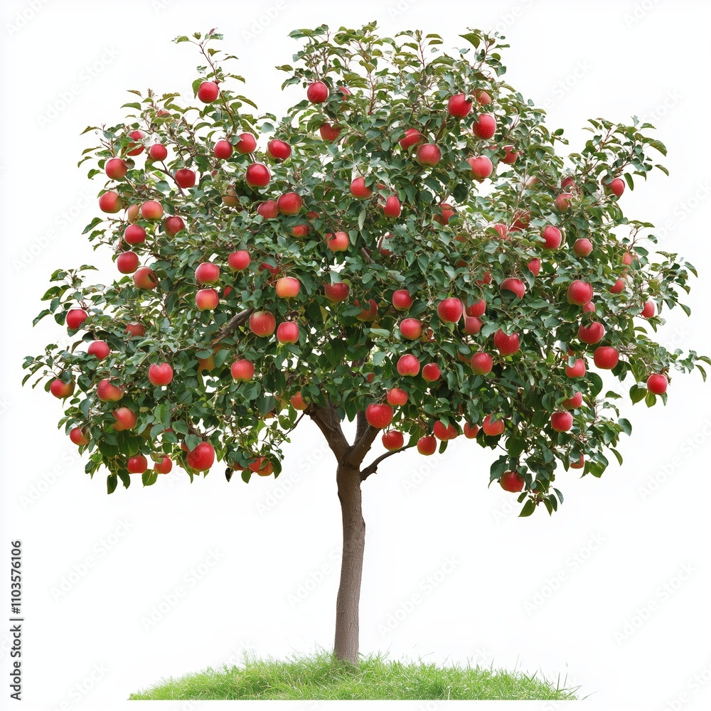 Vibrant apple tree full of ripe red apples in a sunny outdoor setting during the harvest season Vibrant apple tree full of ripe red apples in a sunny outdoor setting during the harvest season