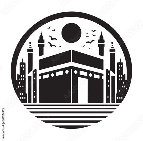Kaaba logo silhouette vector illustration