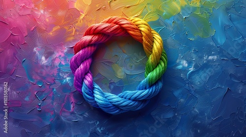 Empowerment and Unity: A Vibrant Rainbow Rope Circle Illustration