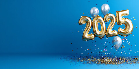 happy new year 2025 on background are decorated with a festive decor. Greeting card, happy New Year.
