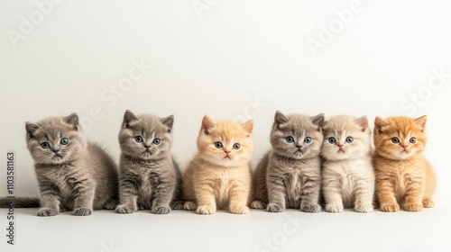 Adorable British Shorthair Kittens in a Row