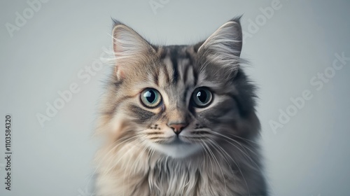 Cute Young Siberian Forest Cat with Striking Eyes