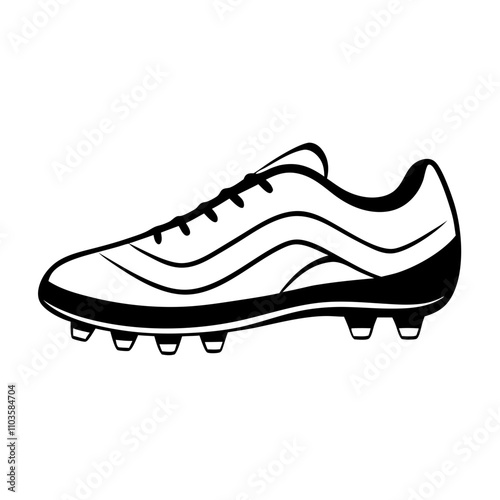 Black and white soccer cleat design with studs