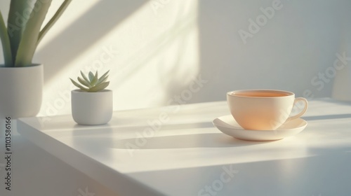 Wallpaper Mural Serene Morning Tea Still Life - A Realistic Image Torontodigital.ca