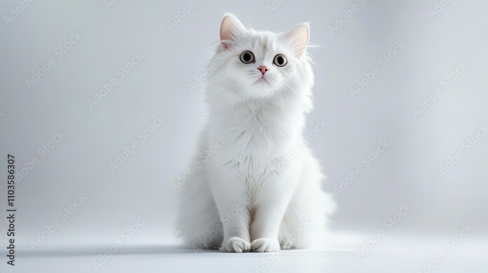 Graceful White Cat Sitting Calmly Graceful White Cat Sitting Calmly