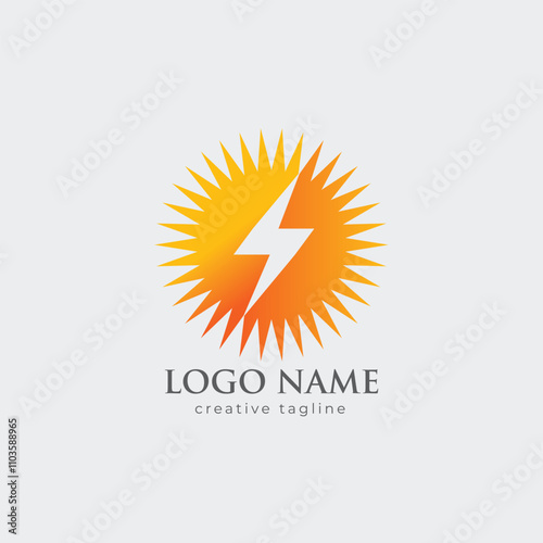 Sun power, Electric Logo, Electric Bolt, thunder bolt combination, electric design logo template, vector illustration