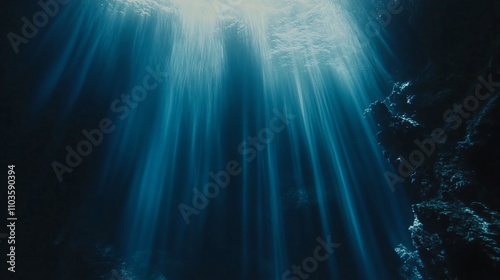 Mystical Tropical Underwater Dark Blue Deep Abstract Image photo