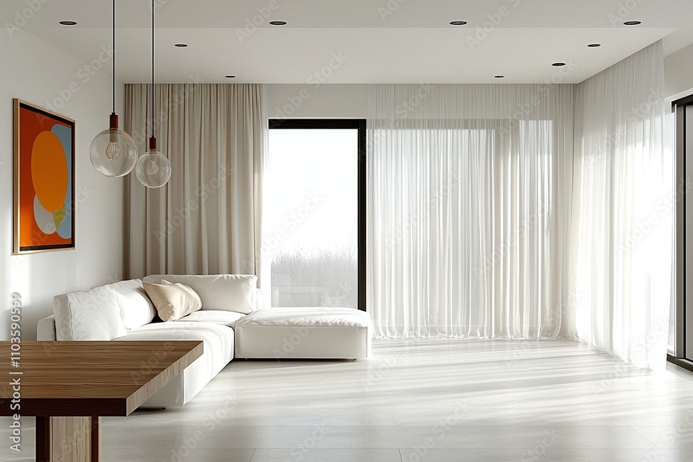 A living room with a combination of japandi and Scandinavian interiors with accented interiors and sofas with black window frames. Generative AI
A living room with a combination of japandi and Scandinavian interiors with accented interiors and sofas with black window frames. Generative AI