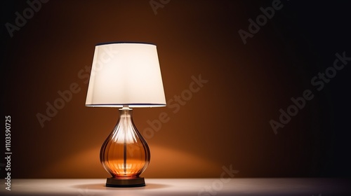 Lighted table lamp with copy space. empty room with table lamp lighting