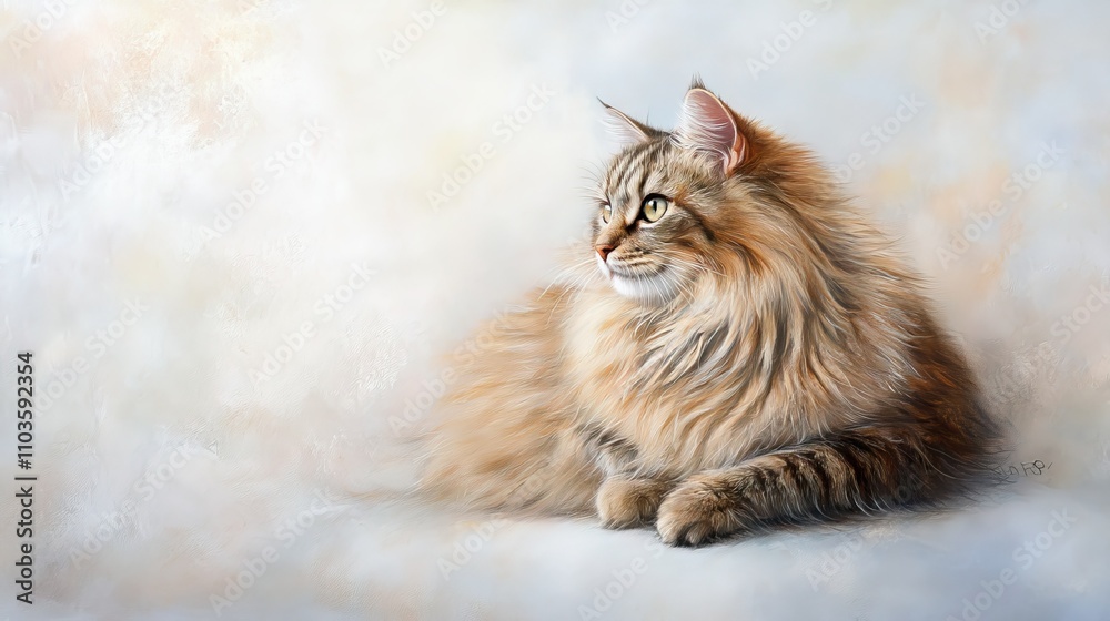 Confident Siberian Cat in Serene Setting Confident Siberian Cat in Serene Setting
