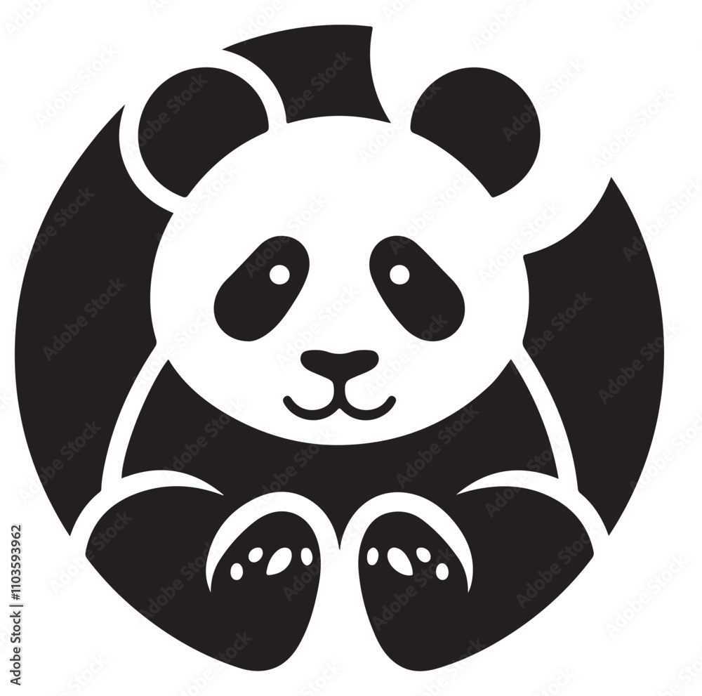 Fototapeta premium panda silhouette vector illustration 
