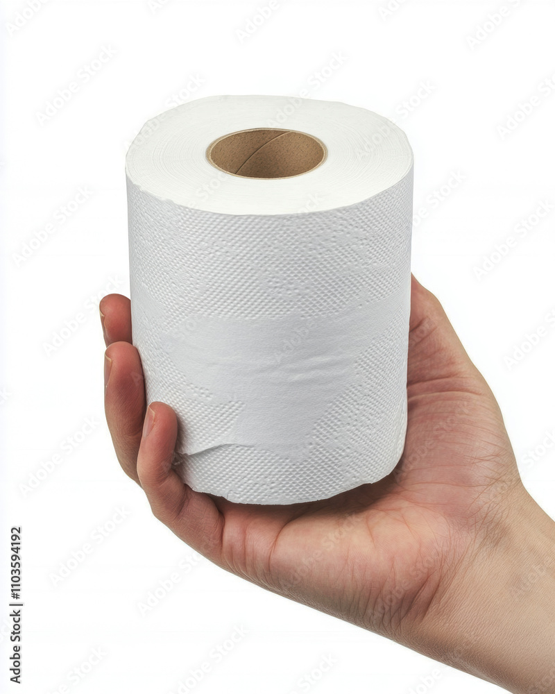 Fototapeta premium Hand Holding Toilet Paper Roll