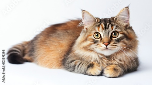 Beautiful Young Female Siberian Cat with Colorful Fur